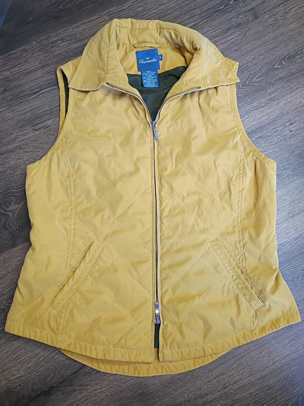 Faconable Lands' End Quilted Zip-Front Vest - Mustard Yellow